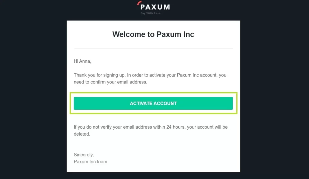 Активация Paxum